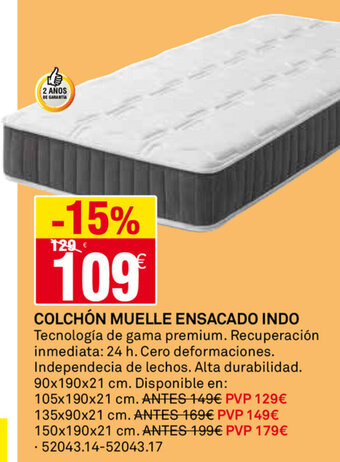 Bricoking Colchón Muelle Ensacado Indo oferta