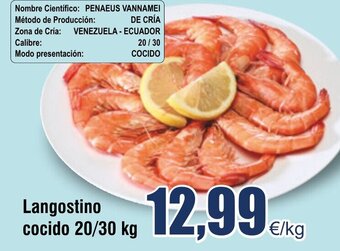 FROIZ Langostino cocido 20/30 kg oferta