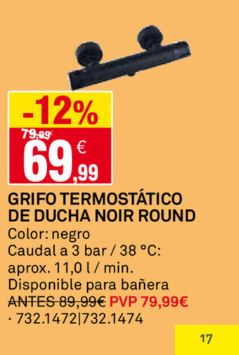 Bricoking Grifo Termostático De Ducha Noir Round oferta