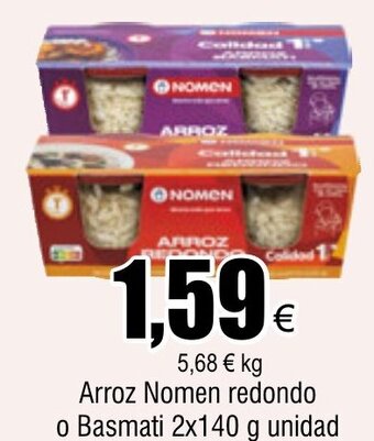 FROIZ Arroz Nomen redondo o Basmati 2x140 g unidad oferta