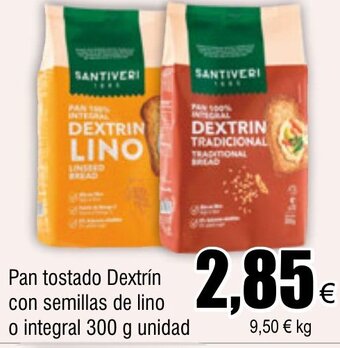 FROIZ Pan tostado Dextrín con semillas de lino o integral 300 g unidad oferta