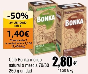 FROIZ Café Bonka molido natural o mezcla 70/30 250 g unidad oferta