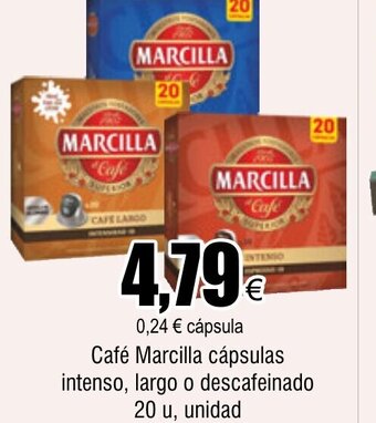 FROIZ Café Marcilla cápsulas intenso, largo o descafeinado 20 u, unidad oferta