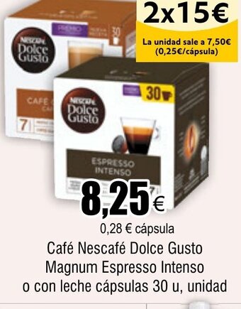 FROIZ Café Nescafé Dolce Gusto Magnum Espresso Intenso o con leche cápsulas 30 u, unidad oferta