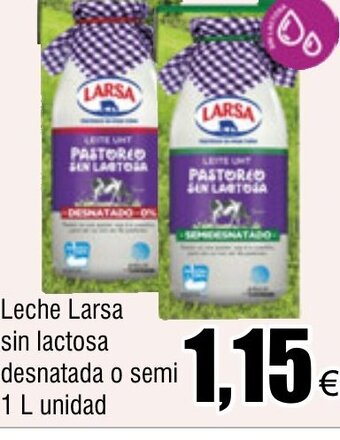 FROIZ Leche Larsa sin lactosa desnatada o semi 1 L unidad oferta