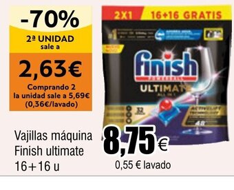 FROIZ Vajillas máquina Finish ultimate 16+16 u oferta