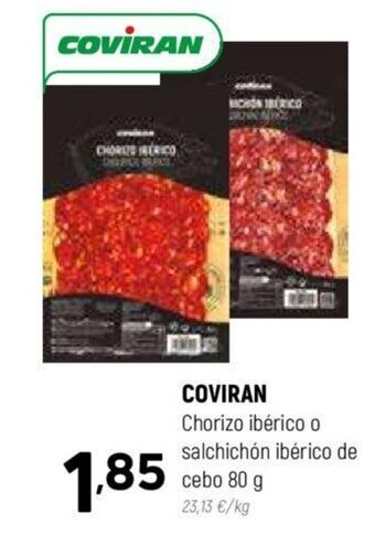 Coviran COVIRAN Chorizo ibérico o salchichón ibérico de cebo 80 g oferta
