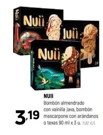 Coviran NUII Bombón almendrado con vainilla Java, bombón mascarpone con arándanos o texas 90 ml x 3 u oferta