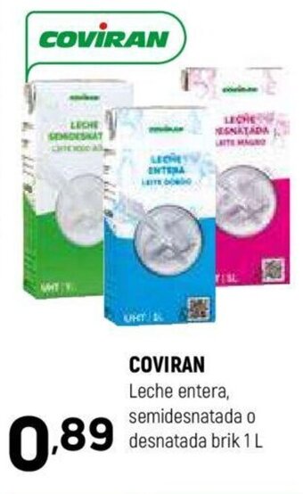 Coviran COVIRAN Leche entera, semidesnatada o desnatada brik 1 L oferta