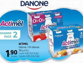 Coviran ACTIMEL Sabores / 0% Sabores 100 g x 6 u. oferta