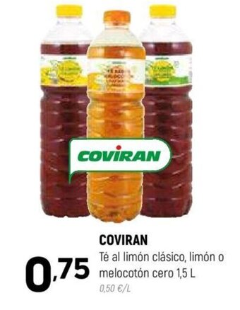 Coviran COVIRAN Té al limón clásico, limón o melocotón cero 1,5 L oferta