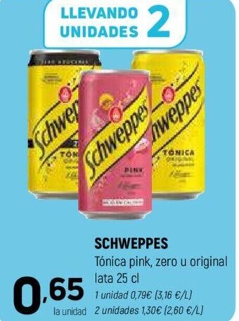 Coviran SCHWEPPES Tónica pink, zero u original lata 25 cl oferta