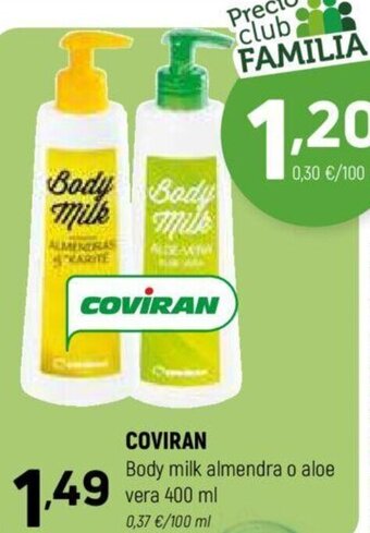 Coviran COVIRAN Body milk almendra o aloe vera 400 ml oferta
