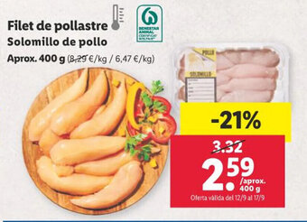 Lidl Filet de pollastre Solomillo de pollo oferta