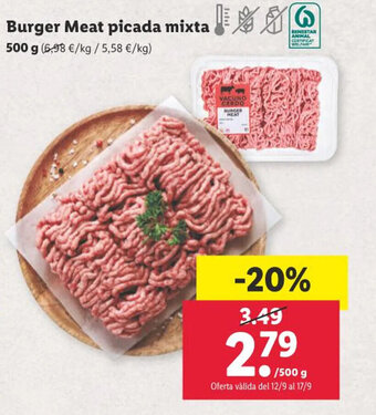 Lidl Burger Meat picada mixta 500 g oferta