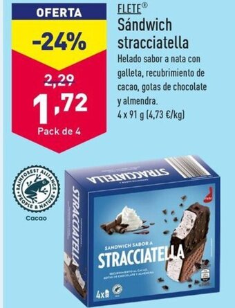 ALDI FLETE Sándwich stracciatella oferta