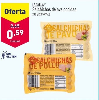 ALDI LA TABLA Salchichas de ave cocidas oferta