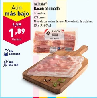 ALDI LA TABLA Bacon ahumado oferta