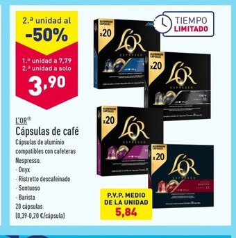 ALDI L'OR Cápsulas de café oferta