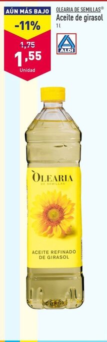 ALDI OLEARIA DE SEMILLAS Aceite de girasol oferta