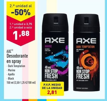 ALDI AXE Desodorante en spray oferta