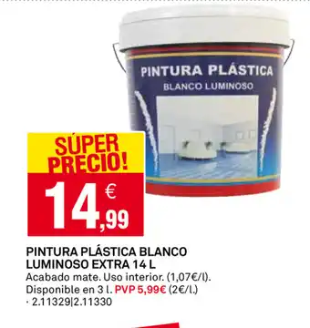 Bricoking Pintura Plástica Blanca Luminoso Extra 14L oferta