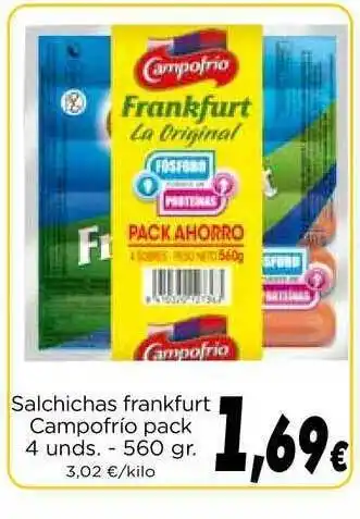 Proxi Campofrío Salchichas Frankfurt Pack 4 Unds 560gr oferta