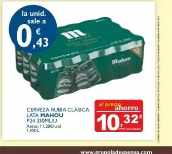 Supermercados La Despensa Cerveza Rubia Clásica Lata Mahou P24 330ML-U oferta