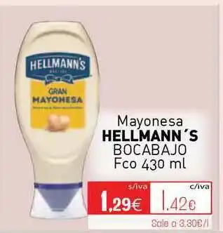 Cuevas Cash Hellmann's Mayonesa Bocabajo 430ml oferta