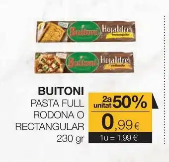 Plusfresc Buitoni Pasta Full Rodona O Rectangular 230gr oferta