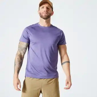 Decathlon Camiseta fitness hombre marrón regular transpirable cuello redondo oferta