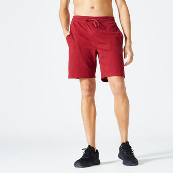 Decathlon Pantalón corto fitness 500 essential hombre rojo burdeos oferta