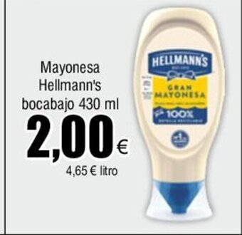 FROIZ Mayonesa Hellmann's bocabajo 430 ml oferta