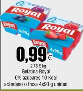 FROIZ Gelatina Royal 0% azúcares 10 Kcal arándano o fresa 4x90 g oferta
