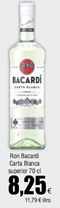 FROIZ Ron Bacardi Carta Blanca superior 70 cl oferta
