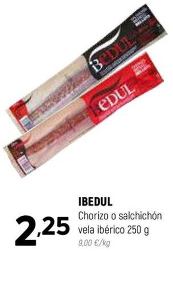 Coviran IBEDUL Chorizo o salchichón vela ibérico 250 g oferta