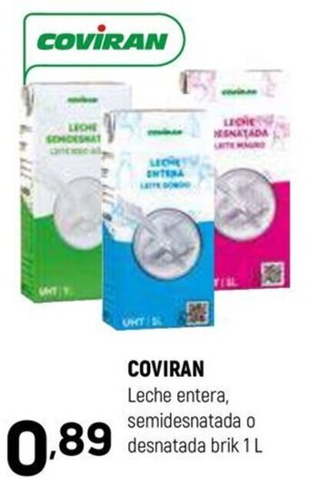 Coviran COVIRAN Leche entera, semidesnatada o desnatada brik 1 L oferta