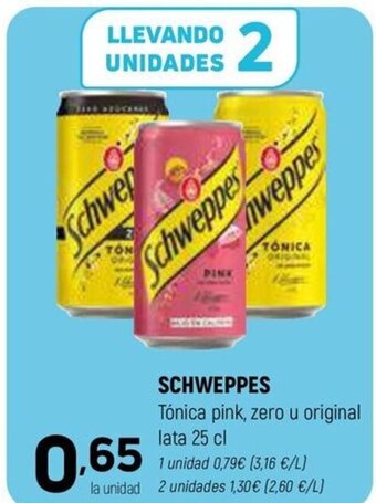 Coviran SCHWEPPES Tónica pink, zero u original lata 25 cl oferta