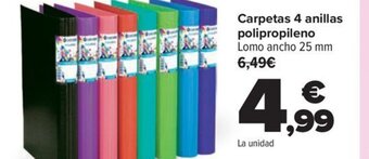 Carrefour Carpetas 4 anillas polipropileno oferta