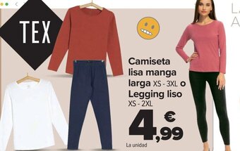 Carrefour Camiseta lisa manga larga XS - 3XL O Legging liso oferta