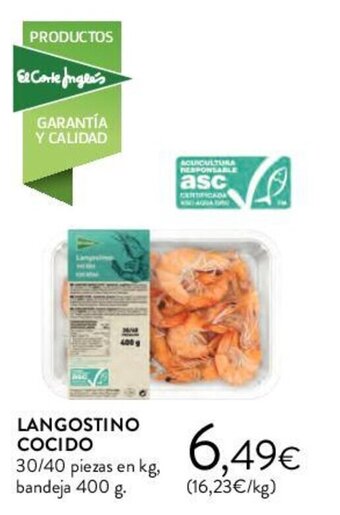 Hipercor LANGOSTINO COCIDO oferta