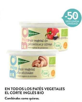 Hipercor EN TODOS LOS PATÉS VEGETALES EL CORTE INGLÉS BIO oferta