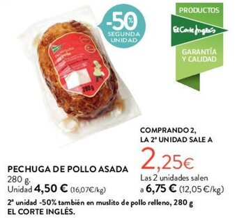 Hipercor PECHUGA DE POLLO ASADA oferta