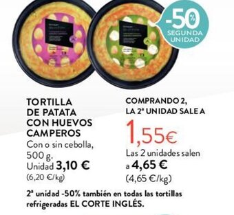 Hipercor TORTILLA DE PATATA CON HUEVOS CAMPEROS oferta