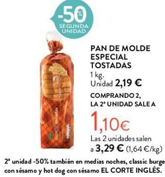 Hipercor PAN DE MOLDE ESPECIAL TOSTADAS oferta
