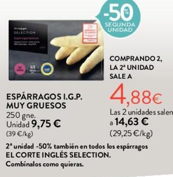 Hipercor ESPÁRRAGOS I.G.P. MUY GRUESOS oferta
