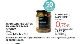 Hipercor PEPINILLOS PEQUEÑOS EN VINAGRE SABOR ANCHOA oferta