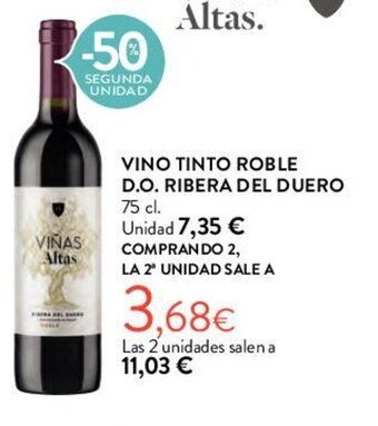 Hipercor VINO TINTO ROBLE D.O. RIBERA DEL DUERO 75 cl. oferta
