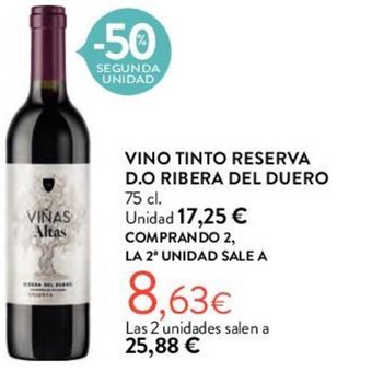 Hipercor VINO TINTO RESERVA D.O RIBERA DEL DUERO oferta