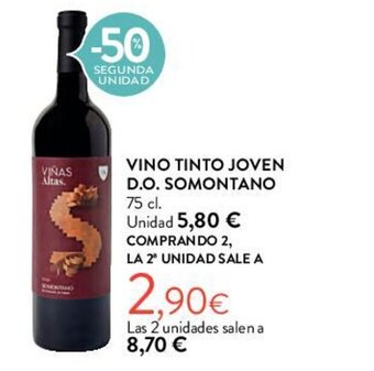 Hipercor VINO TINTO JOVEN D.O. SOMONTANO 75 cl. oferta